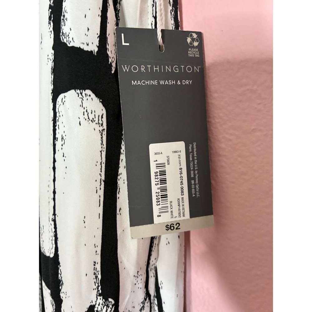 Worthington Women's Black White Abstract Print Maxi Skirt Size L NWT - Picture 6 of 9